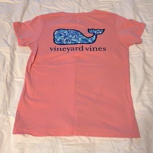 Vineyard Vines Size Small Peach Sea turtle Whale Shirt